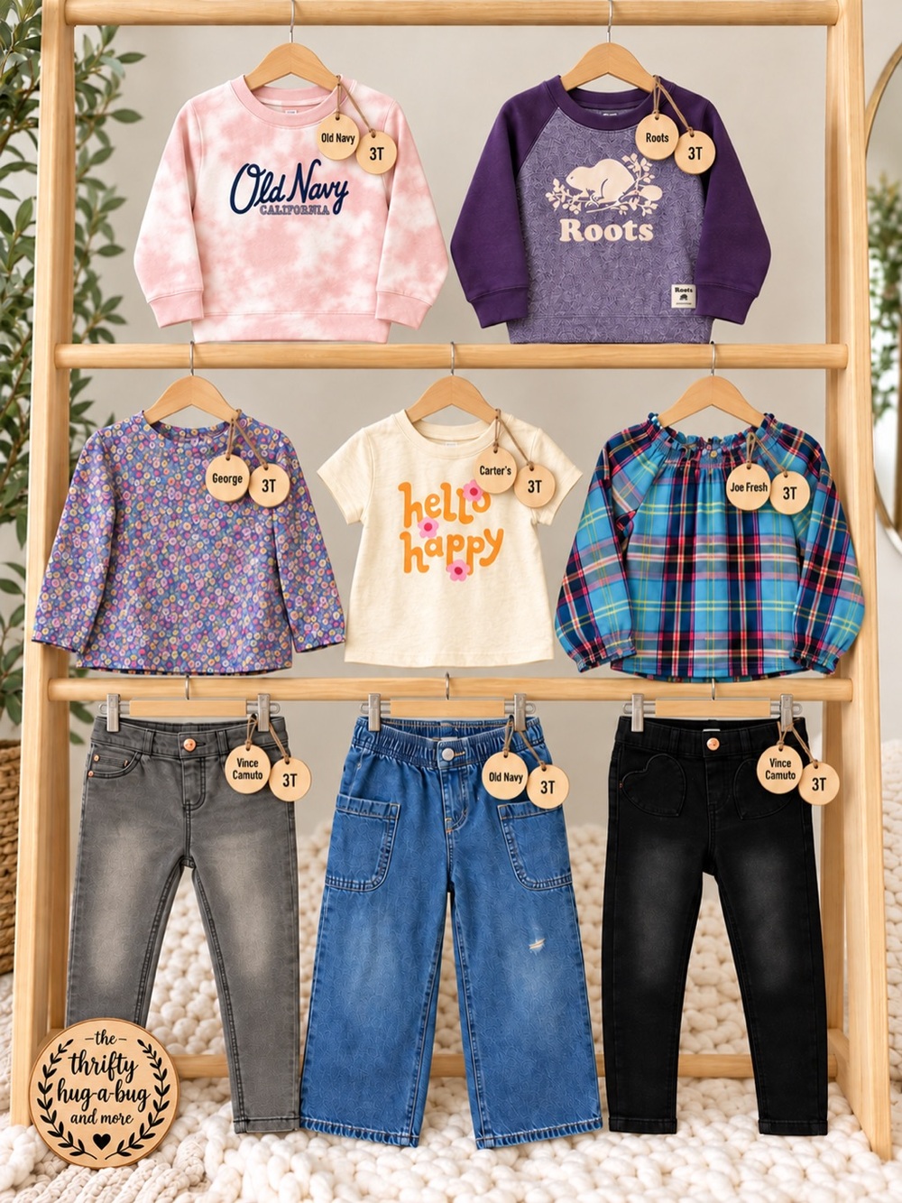 Girls 3T 8-Piece Outfit Bundle Roots Old Navy Vince Camuto Jeans & Tops